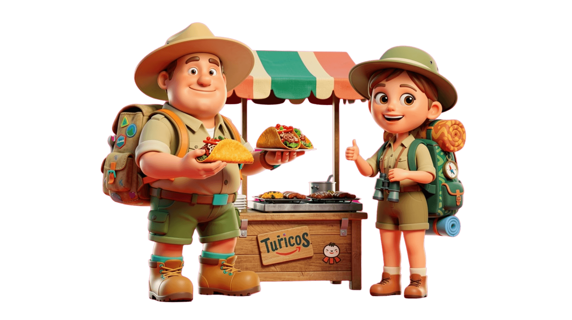 Explorer couple at a street taco stand